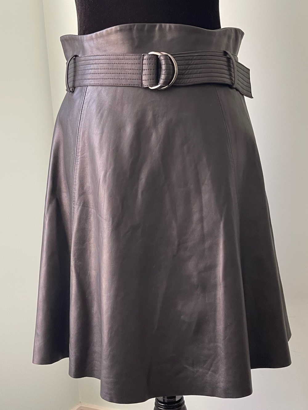 ba&sh A-Line Leather Skirt with Belt